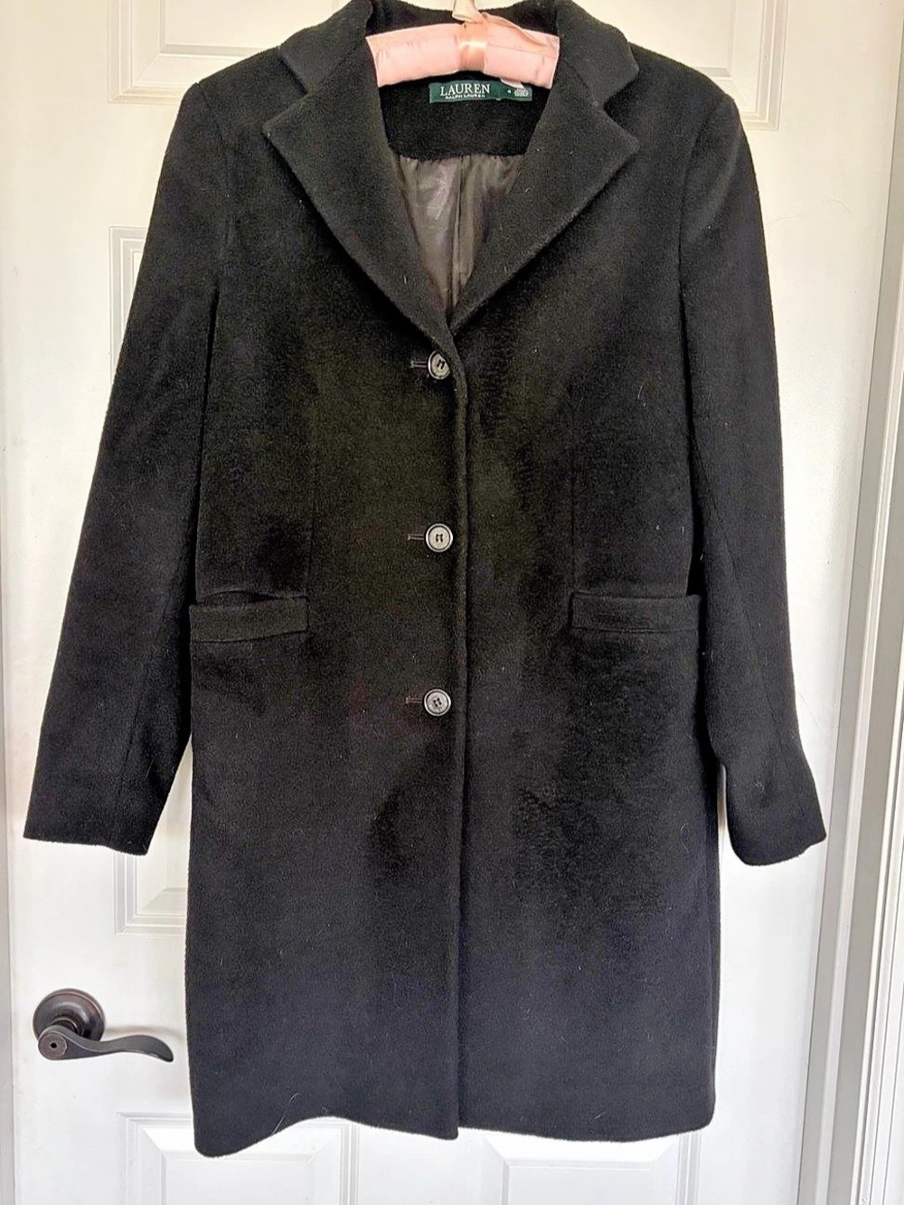 Classic Vintage Lauren Ralph Lauren Wool-Blend 3-Button Coat Black